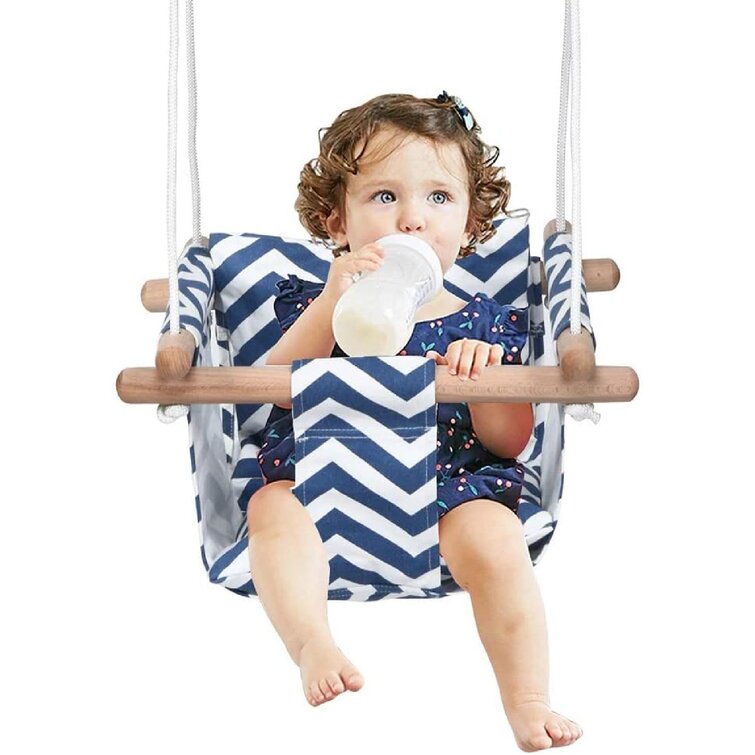 cushion Blue owl Wooden Toddler Swing T02 