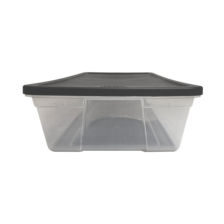 mainstays 18 gallon tote storage containers stackable design black set of 8