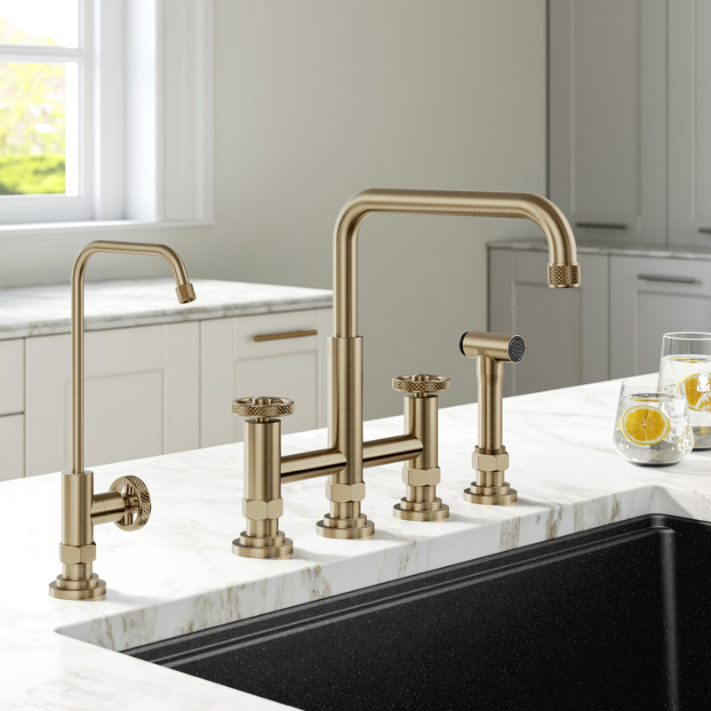 Kraus Urbix Filter Combination Bridge Faucet With Side Spray Reviews Wayfair