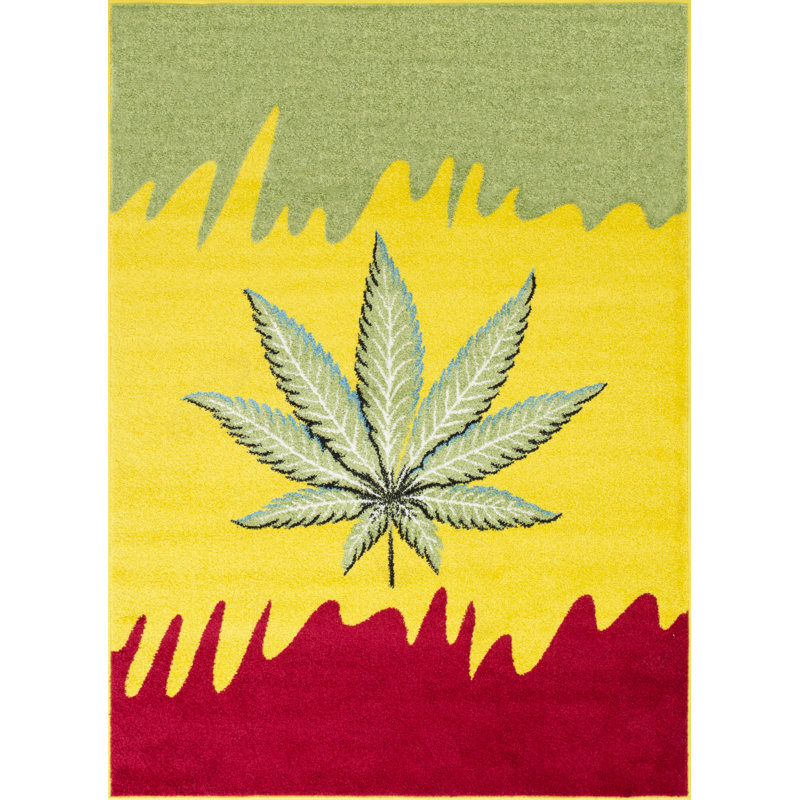 Ebern Designs Littell Reggae Leaf Yellow Area Rug Wayfair