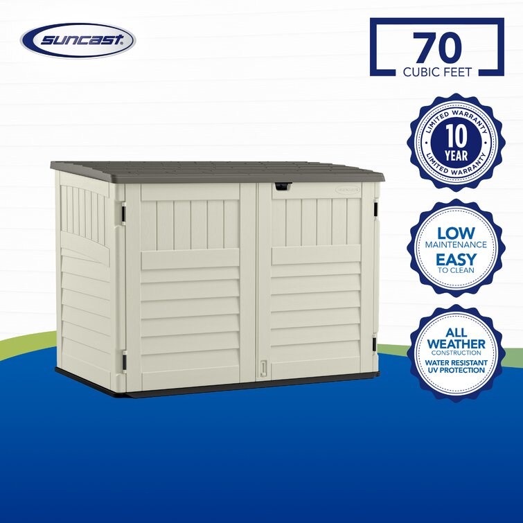 Resin Outdoor 2-Container 5 ft. 10 in. W x 3 ft. 8 in. D Plastic Horizontal Garbage Storage Shed