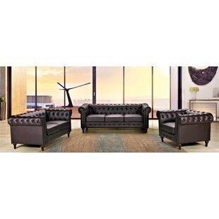 Fedele 3 Piece Faux Leather Living Room Set by House of Hampton