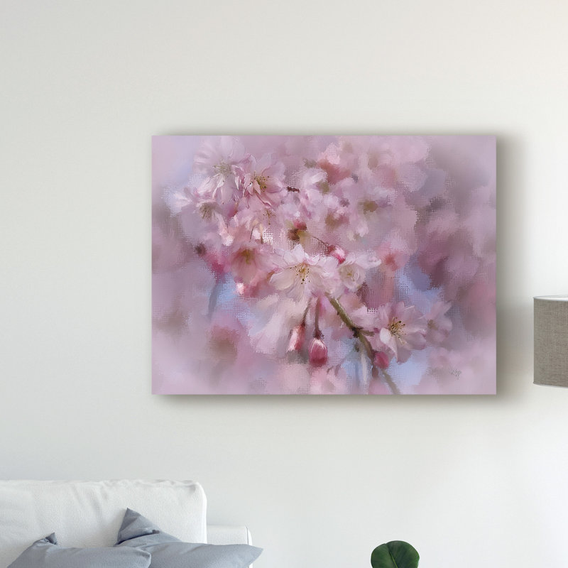 Winston Porter Cherry Tree Branch Oil Painting Print On Wrapped