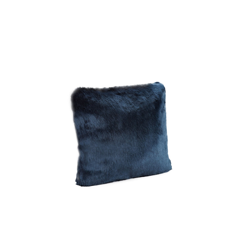 navy faux fur pillow