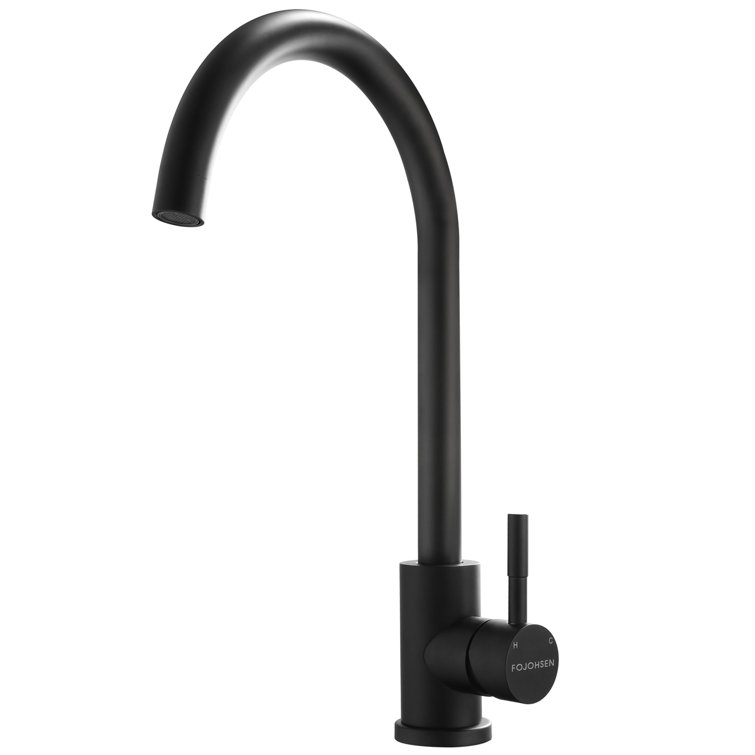 Fojohsen Kitchen Faucet Stainless Steel 360 Degree Swivel Single Handle One Hole Kitchen Sink Faucet Matte Black Wayfair