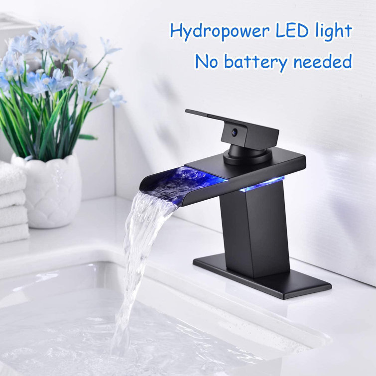 LED Waterfall Brushed Nickel Single Handle Bathroom Sink Faucet Basin Mixer Tap LED Waterfall Brushed Nickel Single Handle Bathroom Sink Faucet Basin Mixer Tap