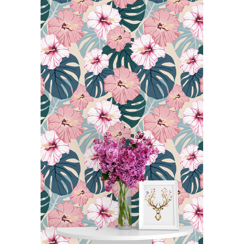 Bay Isle Home Ventnor Tropical Flowers 100 L X 25 W Peel And