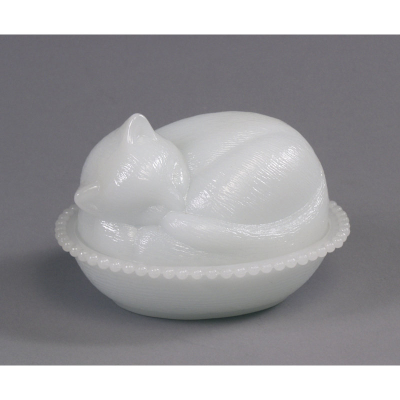August Grove Rubright Glass Sleeping Cat Decorative Bowl Wayfair
