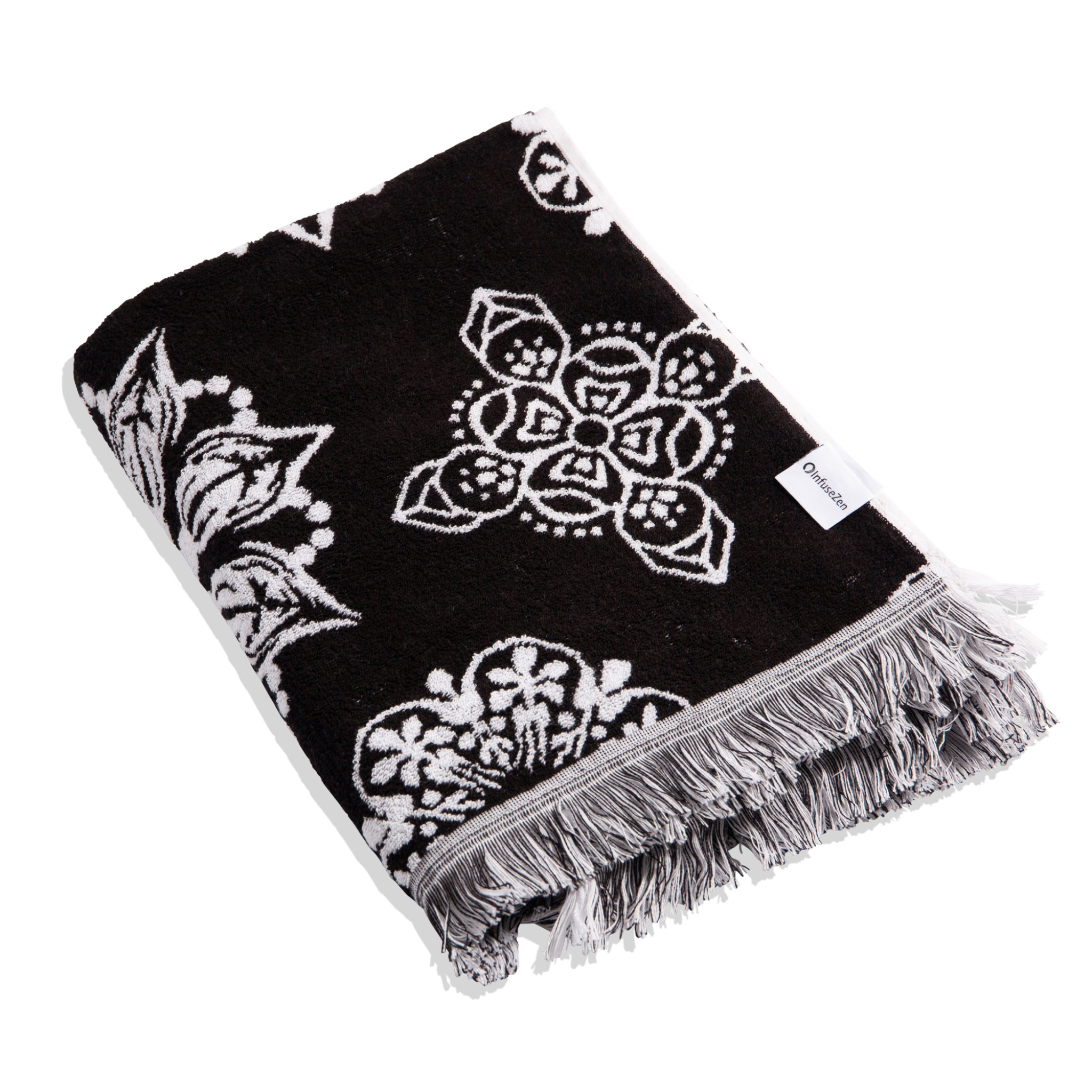 InfuseZen Flower Mandala Luxury Full Terry Bath Towel Made From Turkish Cotton In Blue Wayfair