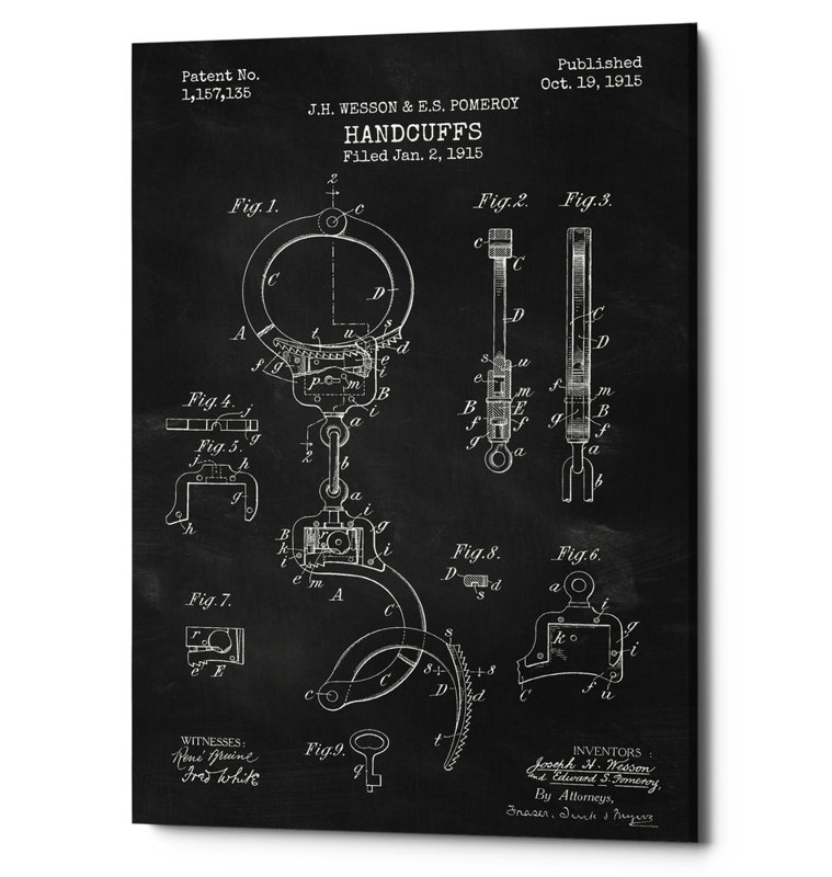 Handcuff Patent Print Chalkboard