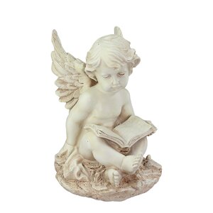 Heavenly Gardens Sitting Cherub Angel with Book Outdoor Patio Garden Statue