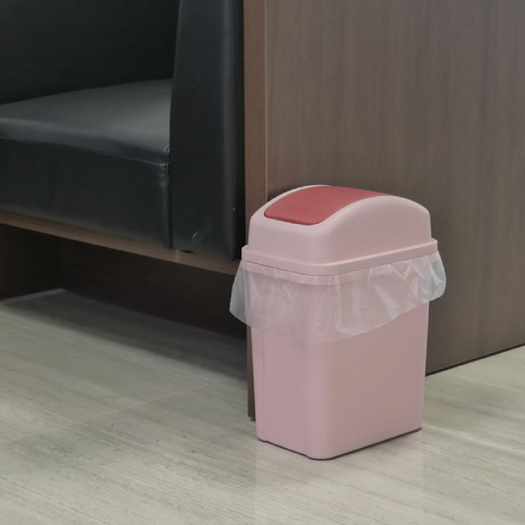 7 Liter / 1.8 Gallon Plastic Trash Can, Small Garbage Can With Swing Lid  (Pink)