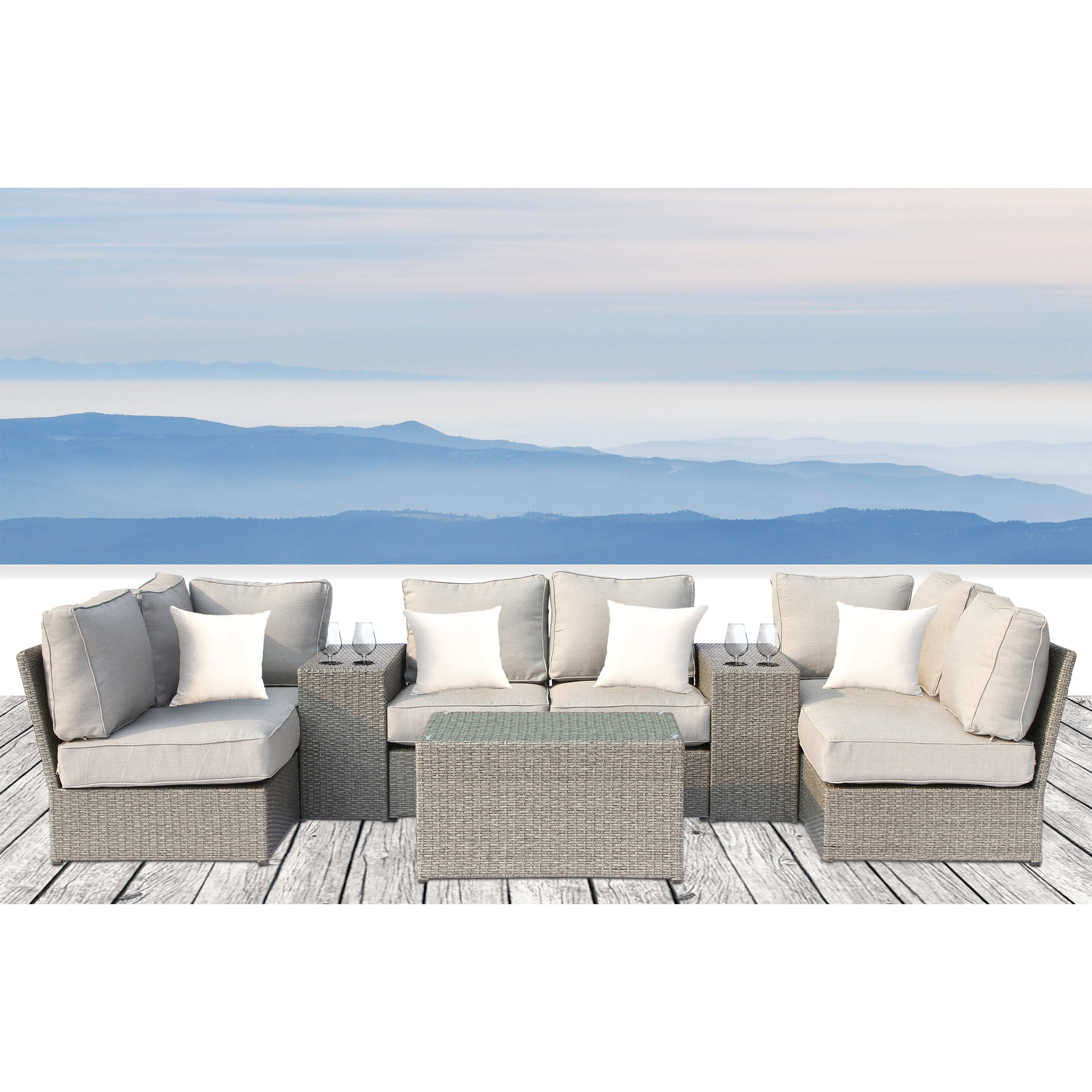 Rosecliff Heights Winsford 9 Piece Sectional Seating Group With Cushions Wayfair