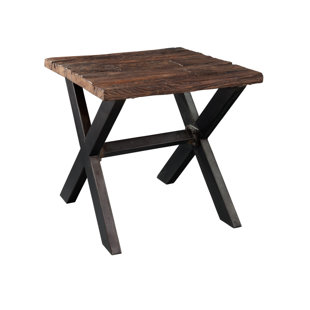 Go to store & view more images Loon Peak Skinner Railroad Tie and Steel End Table