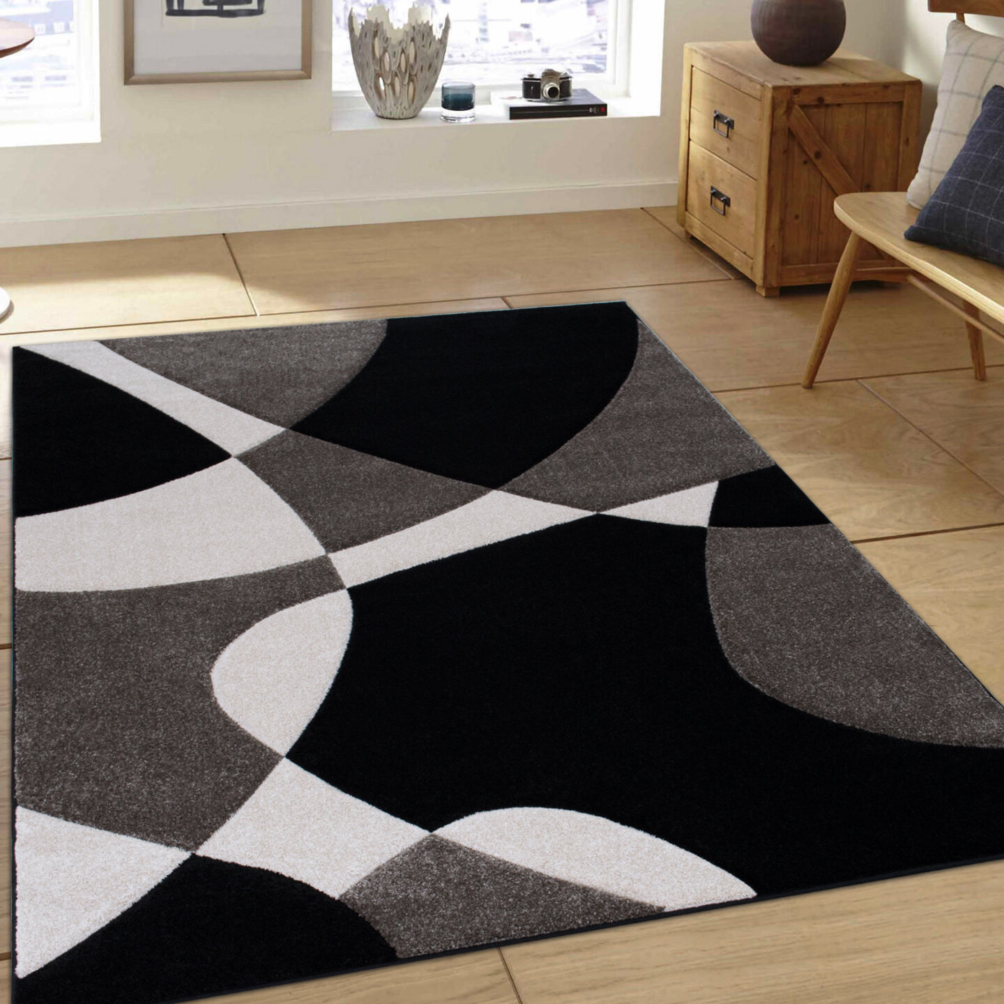 AllStar Rugs Abstract Black/Gray Area Rug & Reviews | Wayfair