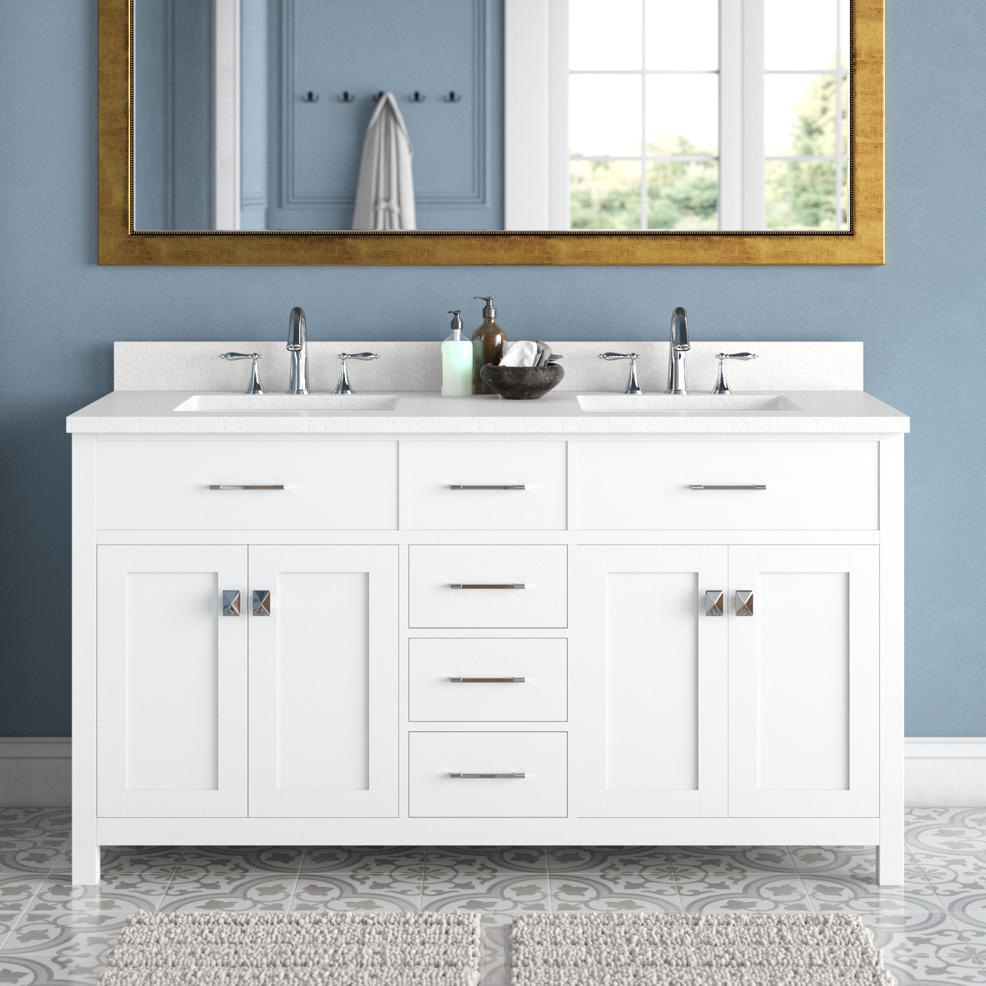 Beachcrest Home Zimmer 60'' Free-standing Double Bathroom Vanity with ...