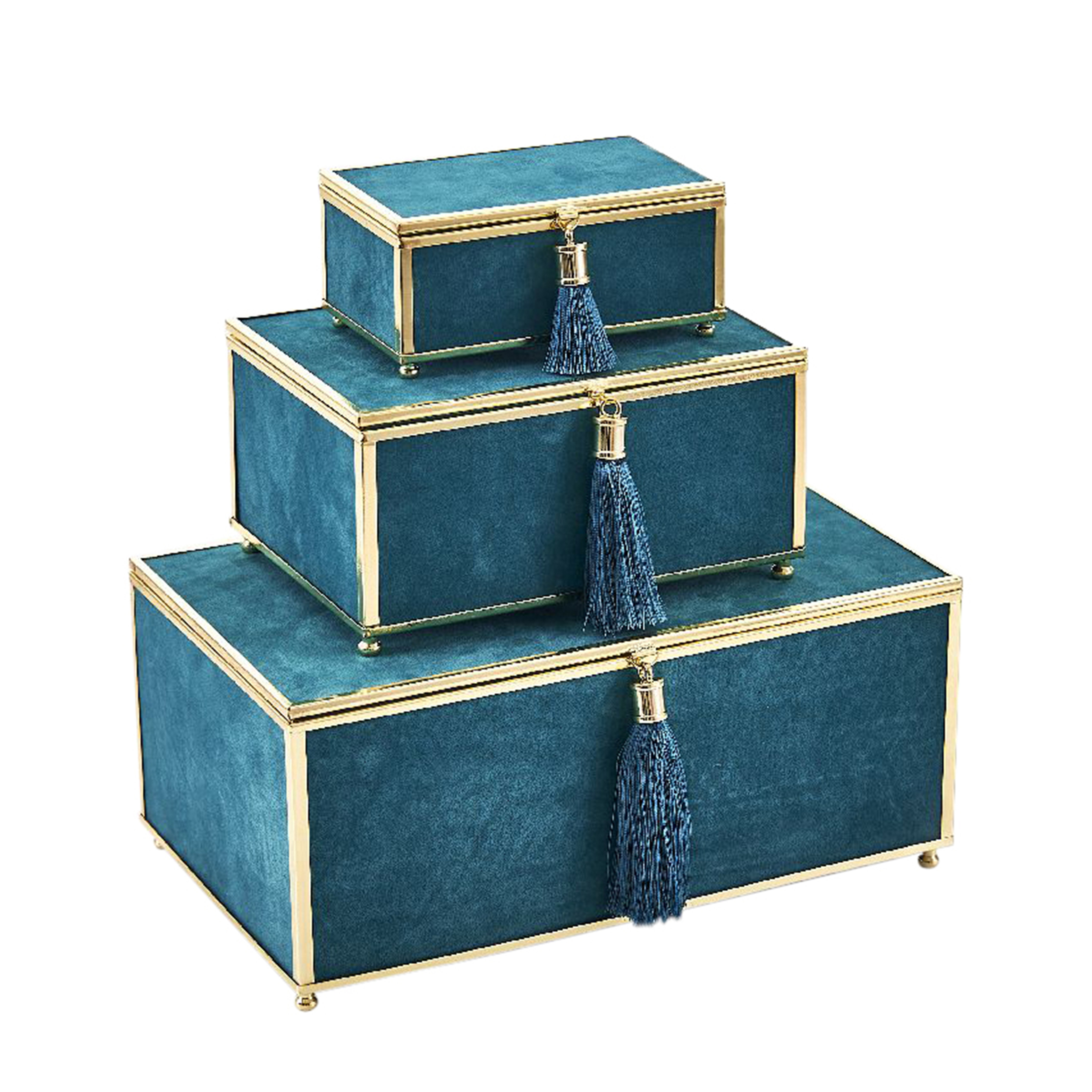 Mercer41 Ola Velve 3 Piece Decorative Box Set With Tel Mercer41 Ola Velve 3 Piece Decorative Box Set With Tel Reviews Wayfair