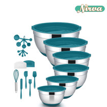 Quality Nesting Bowl Set With Non-Slip Silicone Bottom Bezrat Stainless Steel Mixing Bowls With Lids 
