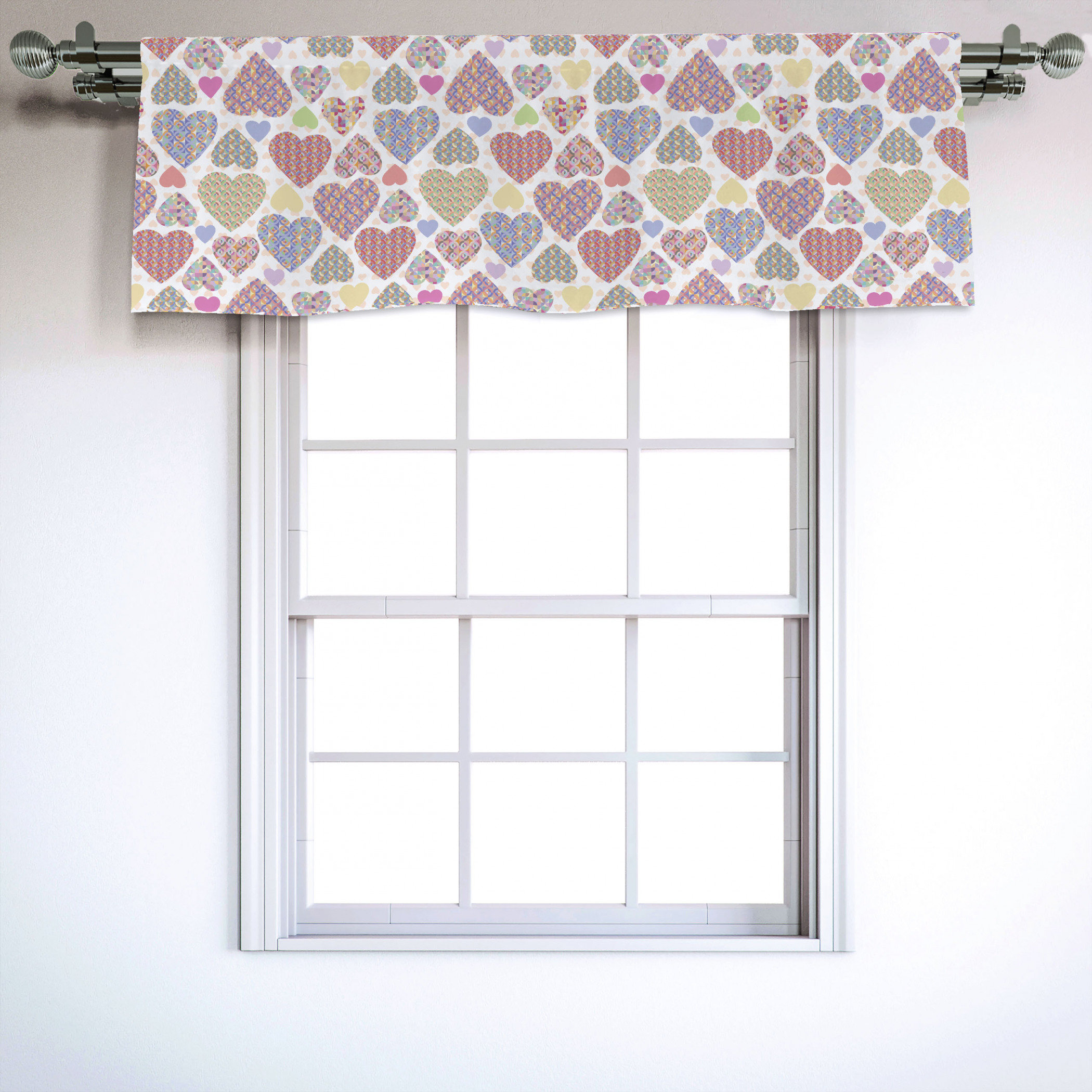 East Urban Home Ambesonne Love Window Valance Colourful Hearts