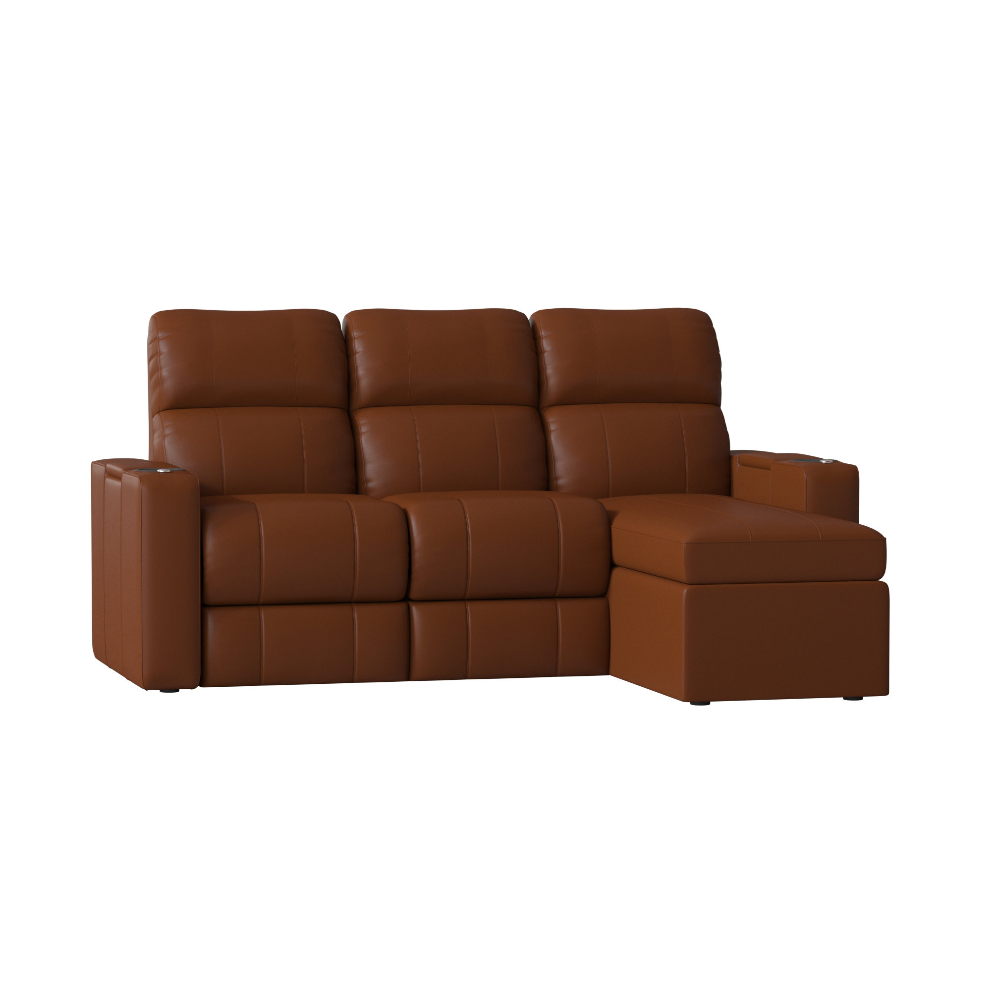 Red Barrel Studio Modern Leather Home Theater Sofa Row Of 3 Red Barrel Studio Modern Leather Home