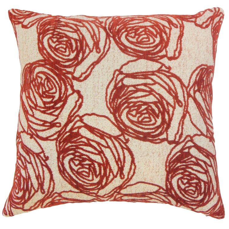 The Pillow Collection Helena Floral Pillow Burgundy 
