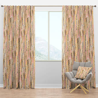 Designart Mid Century Tropical Palm Leaves I Floral Semi Sheer Thermal Rod Pocket Curtain Panels Wayfair