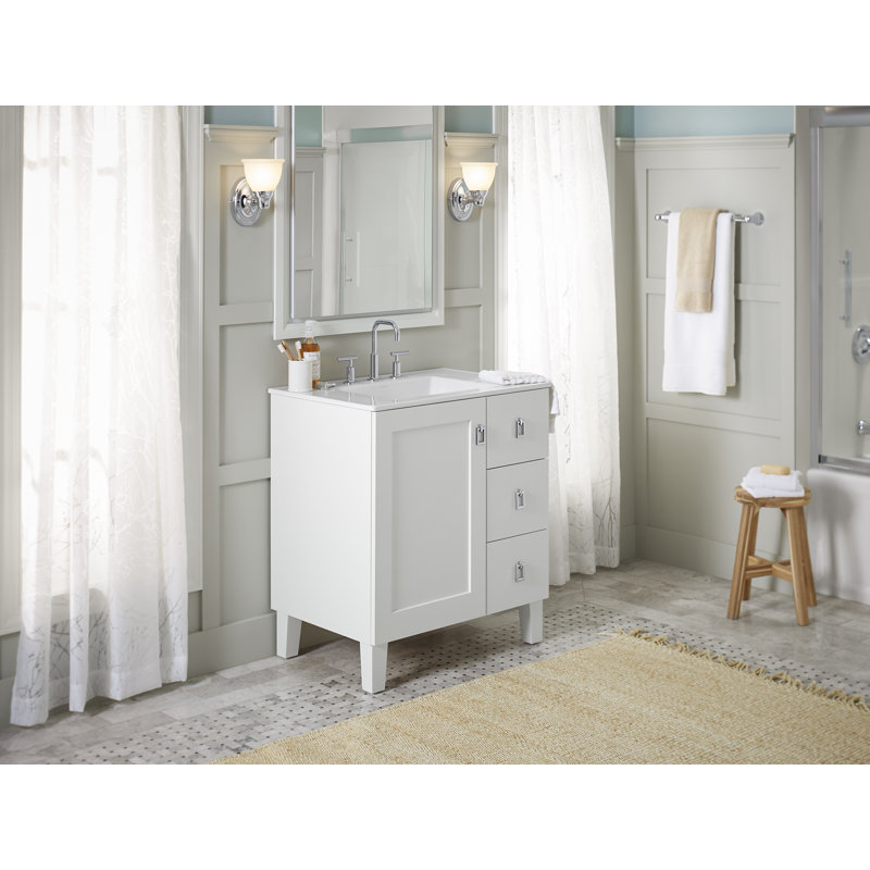 Kohler Poplin 30 In Vanity With Furniture Legs 1 Door And 3 Drawers On Right Wayfair
