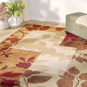 Raffin Beige/Brown Leaves Area Rug