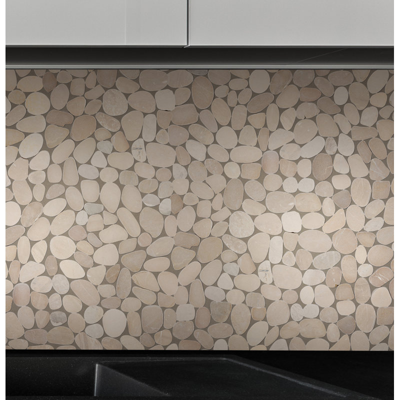 Pebble Tile Sliced Random Sized Natural Stone In Sliced Pebble Random Sized Natural Stone Tile In Tan
