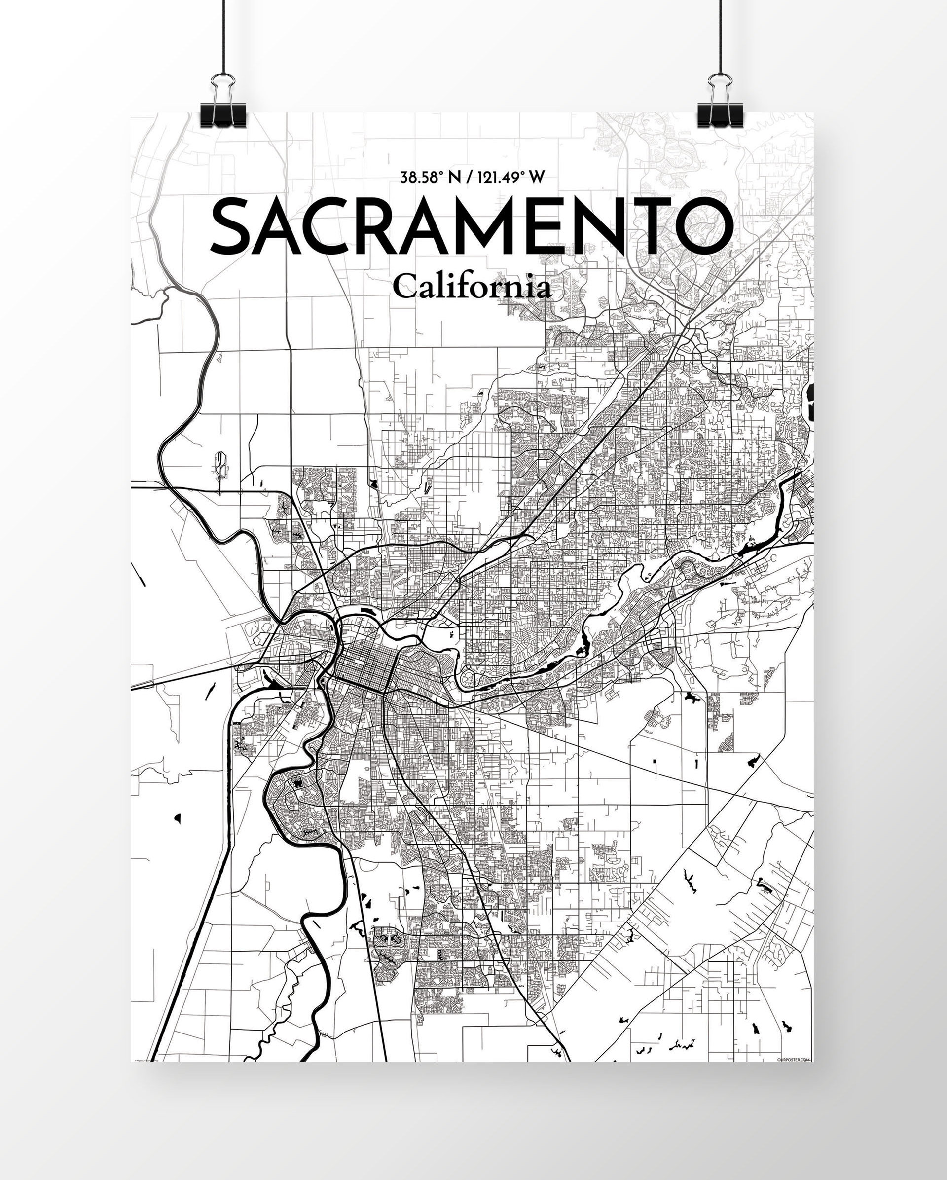 Sacramento City Map Poster Sacramento City Street Map Sacramento Print City Map Sacramento ...