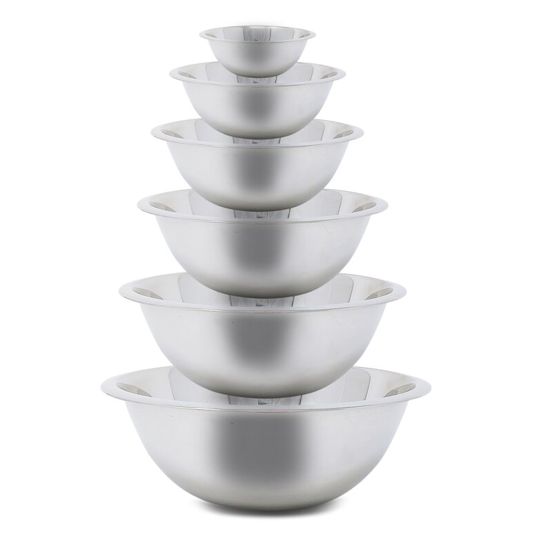 SET OF 2-11 1//2 Inch Wide Stainless Steel Flat Rim Flat Base Mixing Bowl