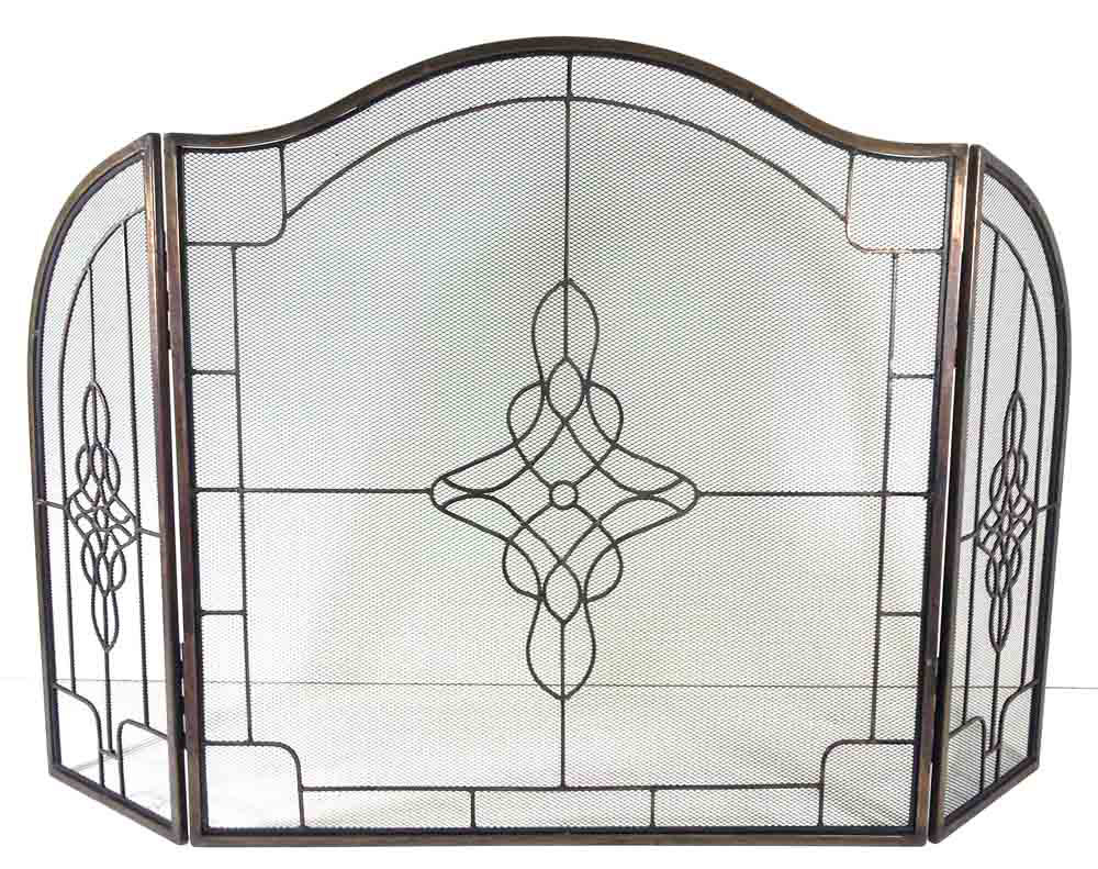 Symple Stuff Decorative Filigree 3 Panel Wrought Iron Fireplace