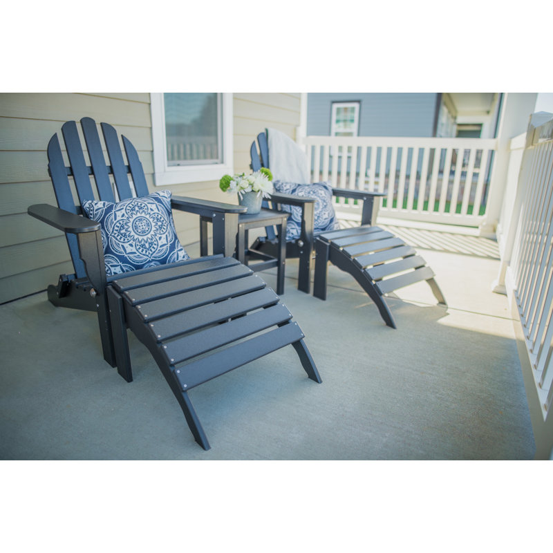 August Grove Pares Plastic Resin Folding Adirondack Chair With Ottoman And Table Wayfair
