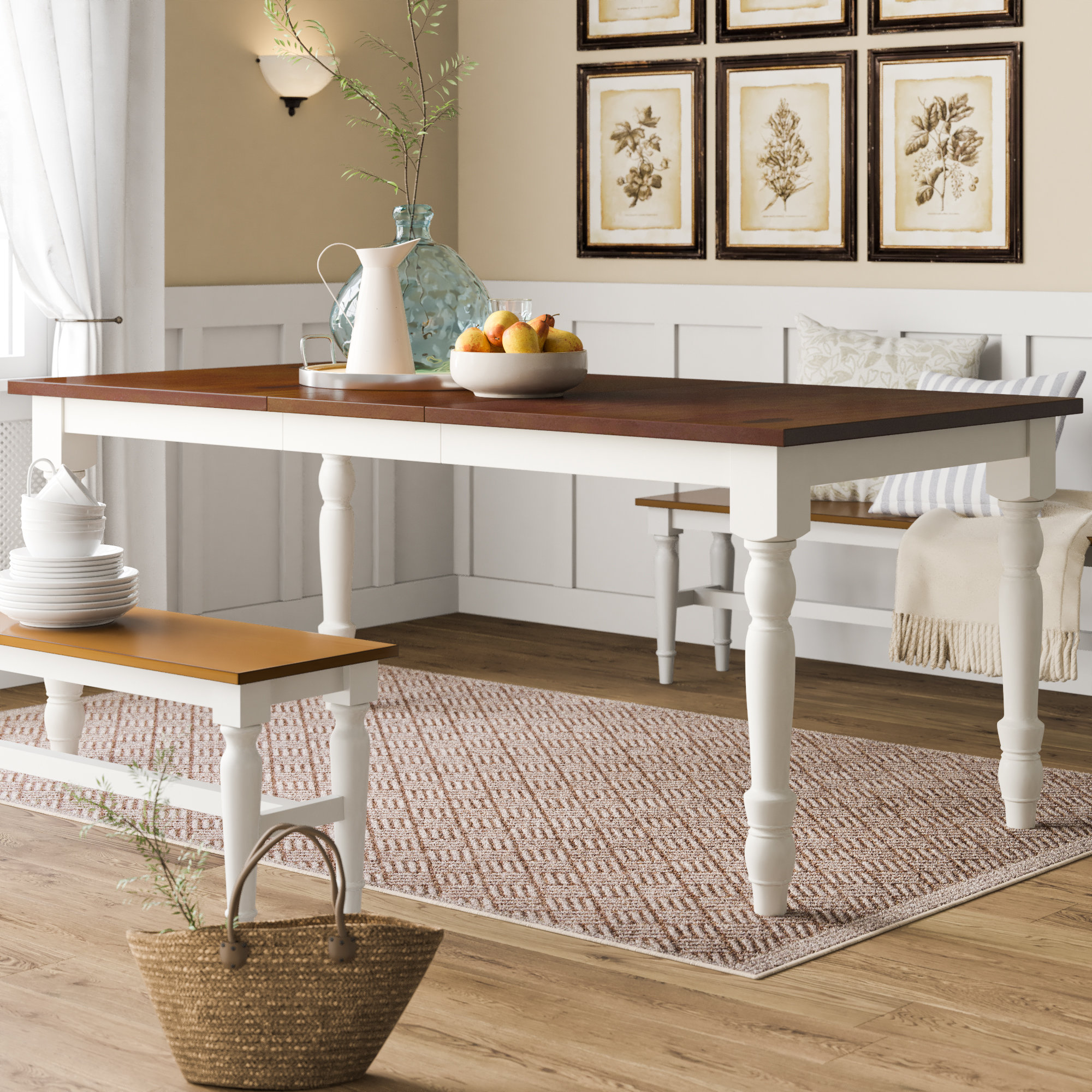Bay Isle Home Hodslavice Solid Wood Turned Leg Extendable Dining Solid Wood Turned Leg Extendable Dining