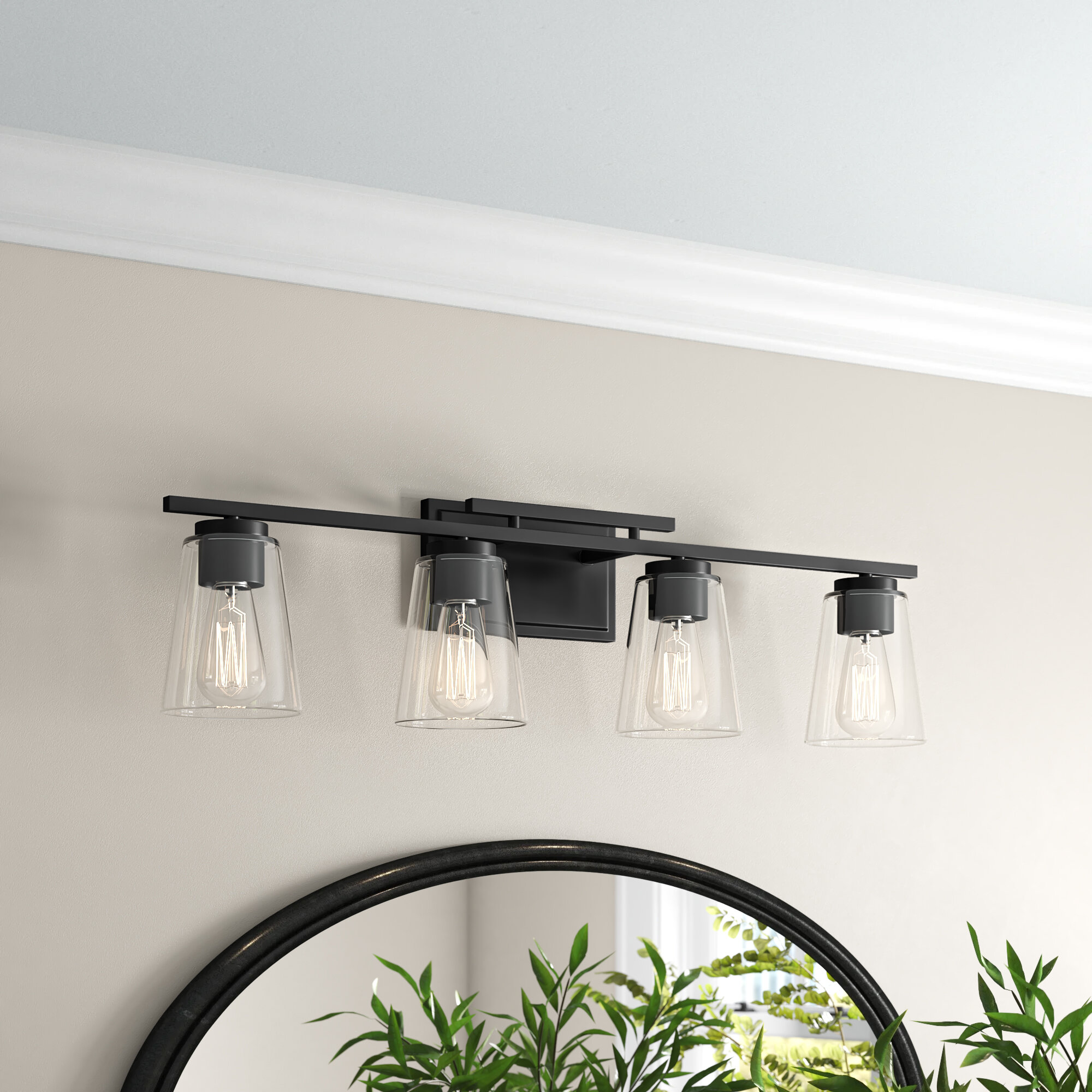 TULUCE 5 Light Wall Bathroom Vanity Light,Vintage Black Metal Wall Sconce Lighting with Clear Ribbed Glass Shades Fixtures Wall Mount Lighting for Farmhouse Bedroom Living Room 