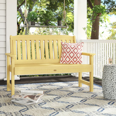 Three Posts Amelia Wood Garden Bench Size 35 Inch H X 52 Inch W X