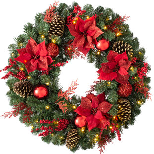 Christmas Wreath Light Up LED Pre Lit Christmas Snowman Wreath Door Decorations