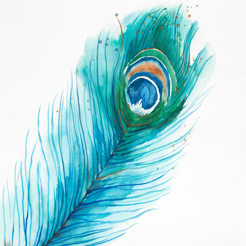 Bloomsbury Market Long Peacock Feather Oil Painting Print On