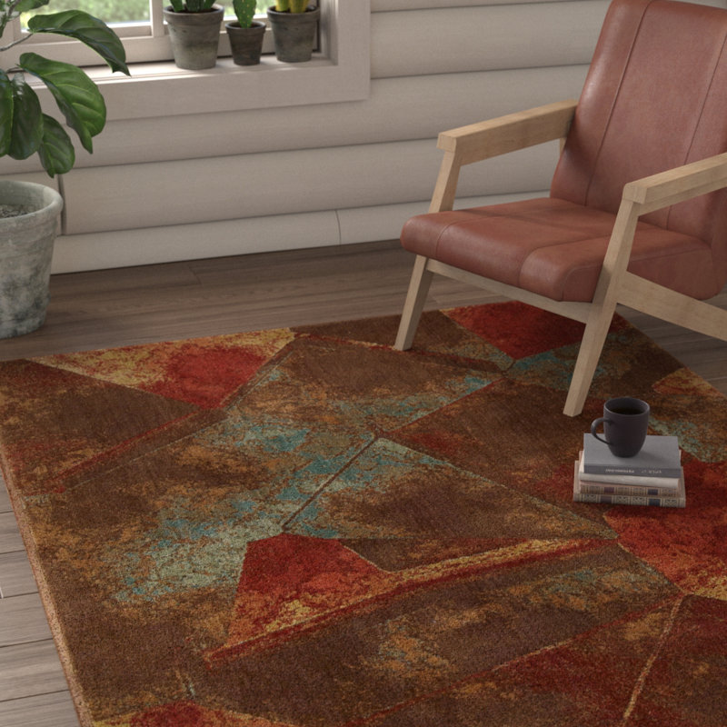 Loon Peak Alton Abstract Rust Red Light Blue Beige Brown Area Rug Reviews Wayfair