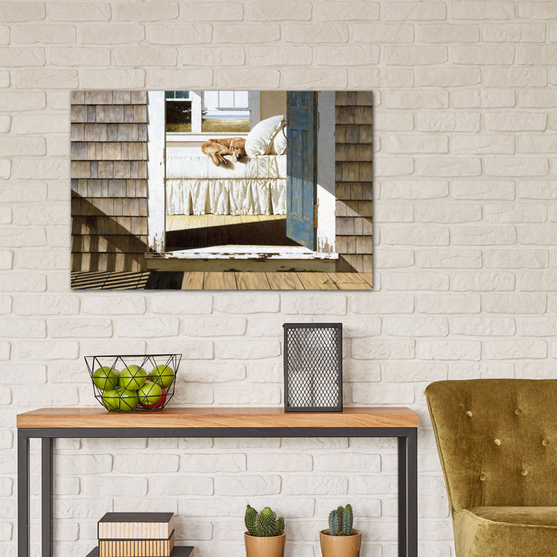 East Urban Home Beach House Dog Painting Print On Wrapped Canvas