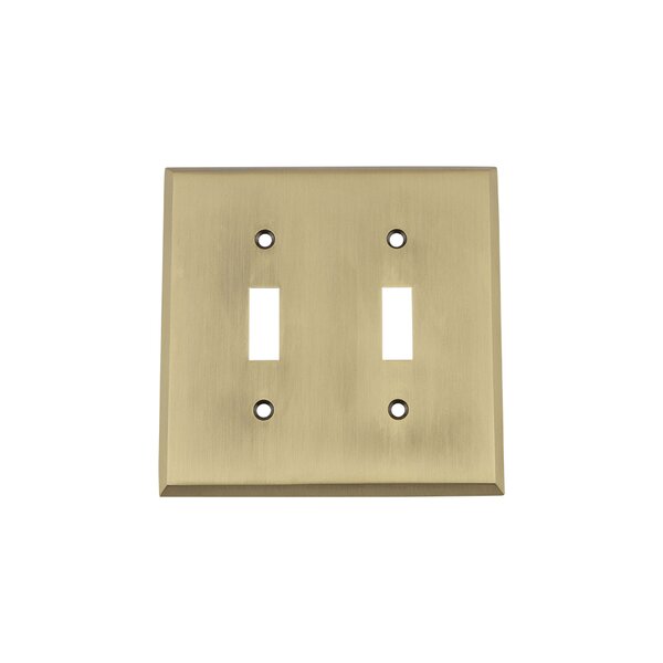 Double Toggle Switch Wall Plate Cover Brass Gold Metal SOLID HEAVY DUTY