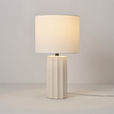 Hyacinth 20" Ribbed Concrete Finish Table Lamp with White Linen Shade