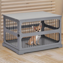 gray dog crate