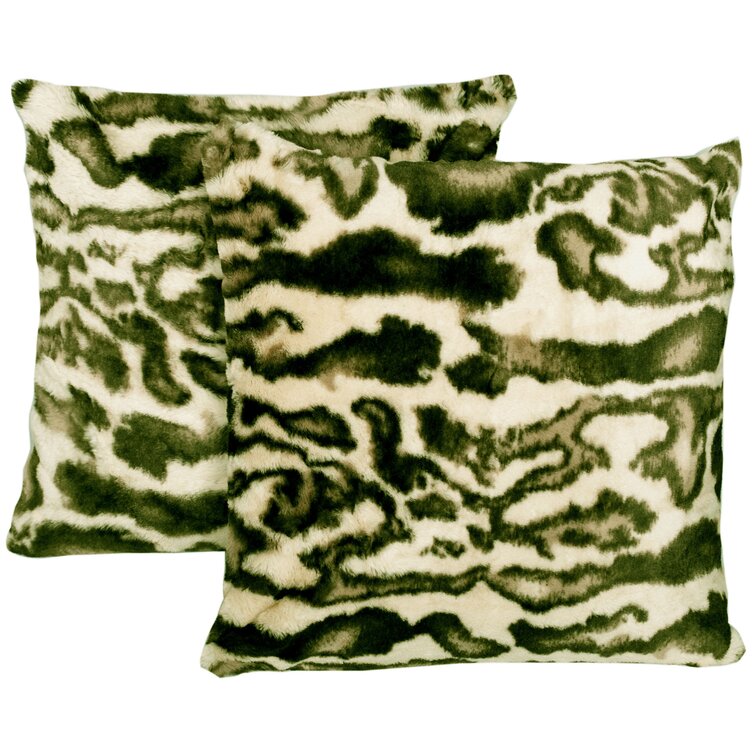 Zebra Print Pillow Cover Faux Fur Pillow 20x20 set of 2 