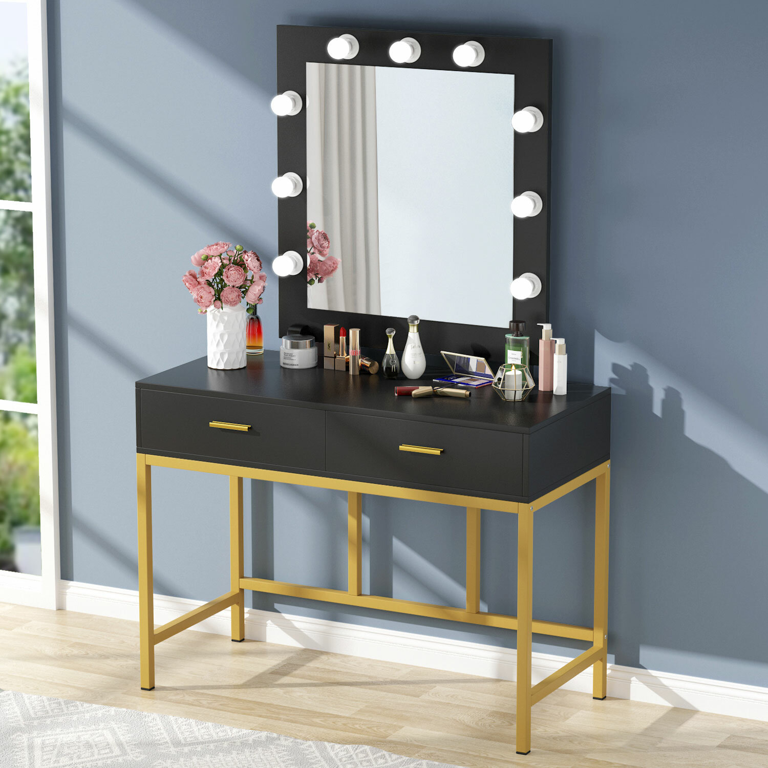 Everly Quinn Hileman Vanity With Mirror Wayfair