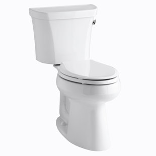 Go to store & view more images Kohler Groove Two-Piece Elongated 1.28 GPF Toilet with Class Five Flush Technology, Right-Hand Trip Lever and Tank Cover Locks