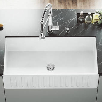 Vigo Matte Stone 36 L X 18 W Farmhouse Kitchen Sink With Basket