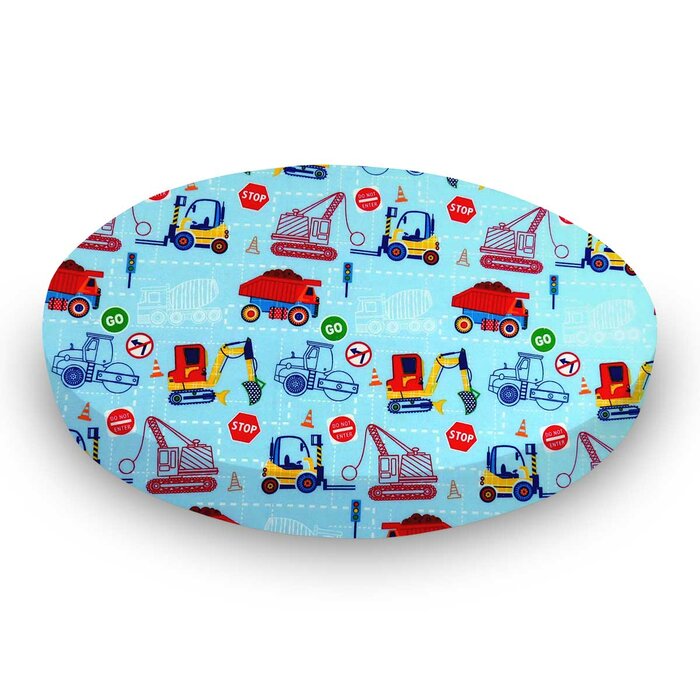 Fire Trucks Blue Made In Usa Sheetworld Round Crib Sheet Home