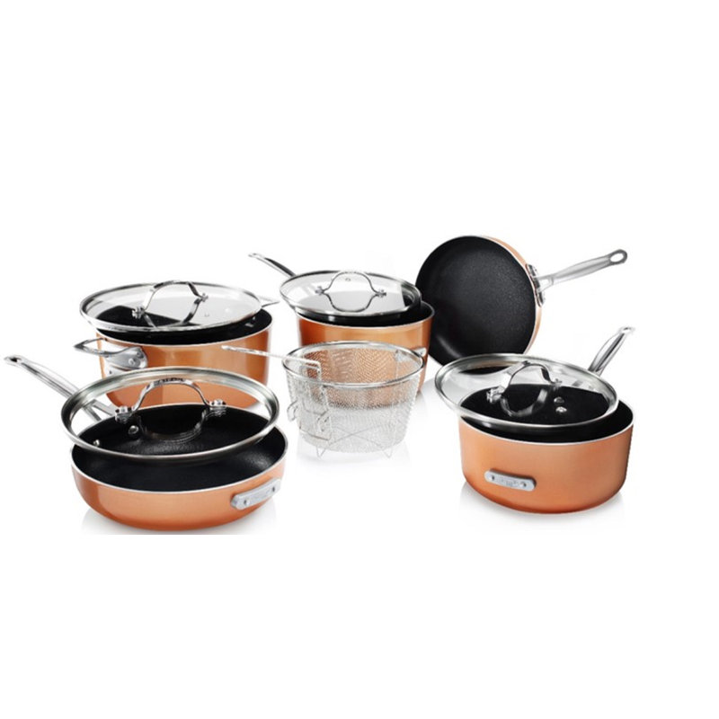 Gotham Steel Stackable Space Saving 10 Piece Aluminum Non Stick Cookware Set Reviews Wayfair