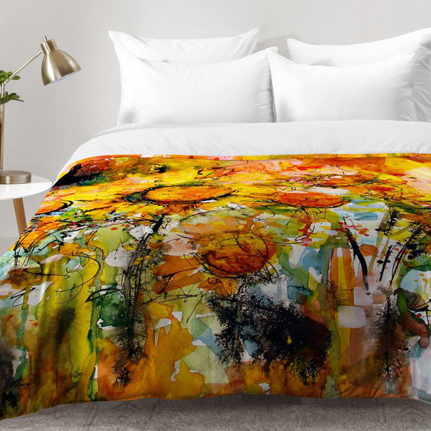 East Urban Home Abstract Sunflowers Comforter Set Reviews Wayfair
